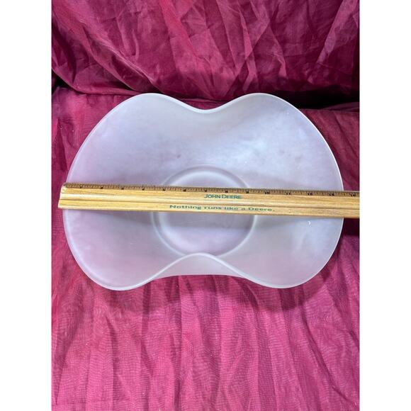 Vintage 14” White Satin Glass Wave Bowl Tray Freeform Design Centerpiece Platter - Picture 6 of 9